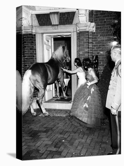 People Bringing in Horse at Dwight D. Eisenhower's Inauguration Party-Cornell Capa-Premier Image Canvas