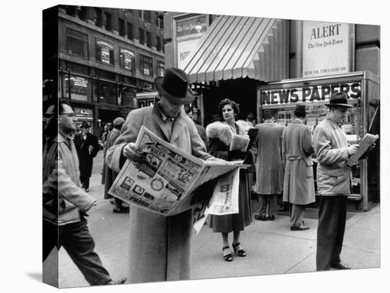 People Buying Out of Town Newspapers in Times Square During Newspaer Strike-Ralph Morse-Premier Image Canvas