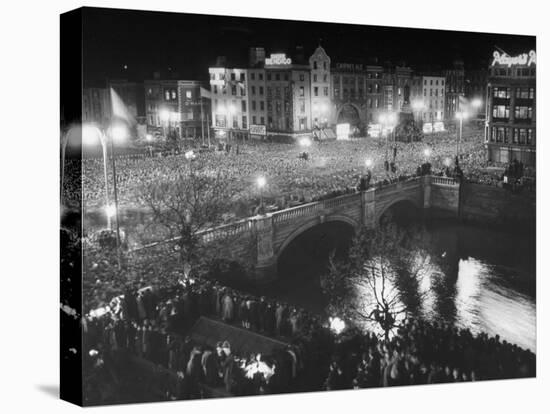 People Celebrating the Independence of Ireland on O'Connell Bridge before Midnight on Easter Sunday-Larry Burrows-Premier Image Canvas