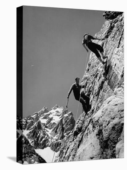 People Climbing the Teton Mountains-Hansel Mieth-Premier Image Canvas