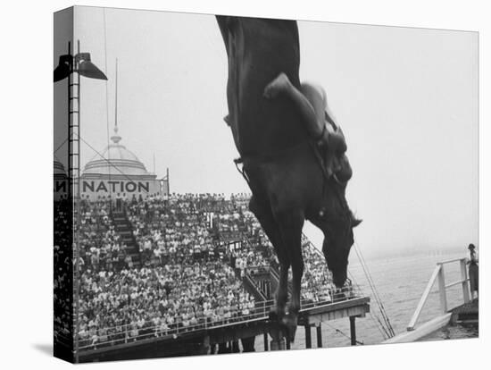 People Come Out to See the Diving Horse-Peter Stackpole-Premier Image Canvas