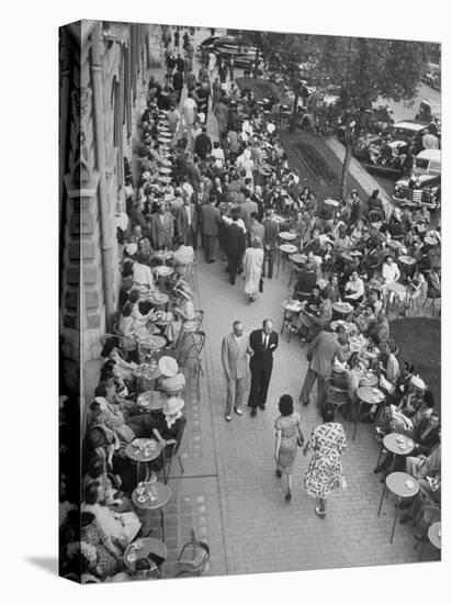 People Dining at Outside Cafe Next to the Hotel Excelsior-Dmitri Kessel-Premier Image Canvas