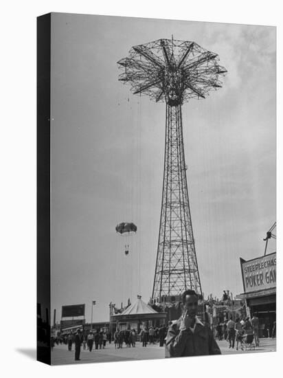 People Enjoying a Ride at Coney Island Amusement Park-Ed Clark-Premier Image Canvas