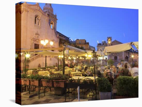 People in a Restaurant, Taormina, Sicily, Italy, Europe-Vincenzo Lombardo-Premier Image Canvas