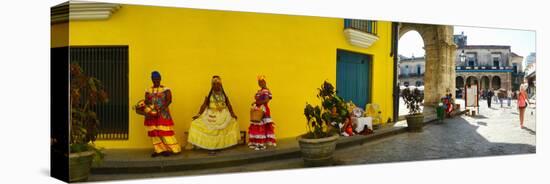 People in Native Dress on Plaza De La Catedral, Havana, Cuba-null-Stretched Canvas