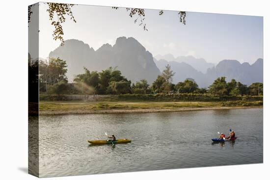 People Kayaking on the Nam Song River, Vang Vieng, Laos, Indochina, Southeast Asia, Asia-Yadid Levy-Premier Image Canvas