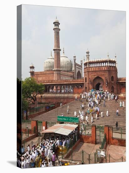 People Leaving the Jama Masjid (Friday Mosque) after the Friday Prayers, Old Delhi, Delhi, India, A-Gavin Hellier-Premier Image Canvas