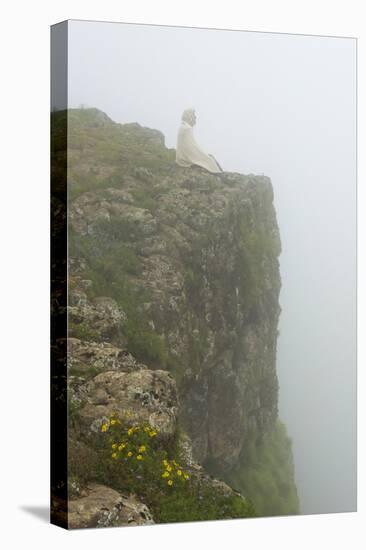 People on the cliff in morning mist, Simien Mountain, Ethiopia-Keren Su-Premier Image Canvas