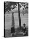 People Practicing Yoga in Central Park-null-Premier Image Canvas
