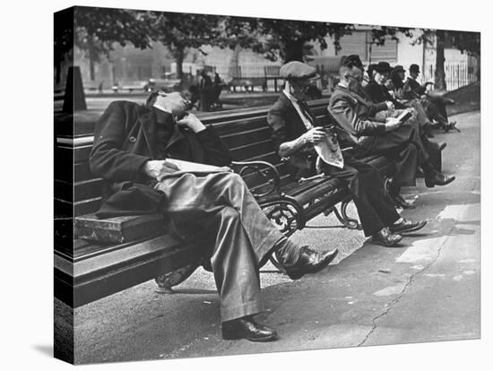 People Reading and Sleeping on Park Benches in Leicester Square-David Scherman-Premier Image Canvas