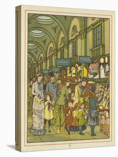 People Shopping in an Arcade-Thomas Crane-Premier Image Canvas