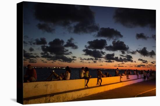 People Sitting on a Wall in Salvador at Dusk-Alex Saberi-Premier Image Canvas