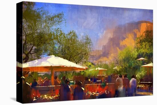 People Walking in the Park,Digital Painting,Illustration-Tithi Luadthong-Stretched Canvas