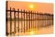 People walking on U-Bein bridge over Taung Tha Man Lake at sunset, Amarapura, Mandalay, Myanmar-Jan Miracky-Premier Image Canvas