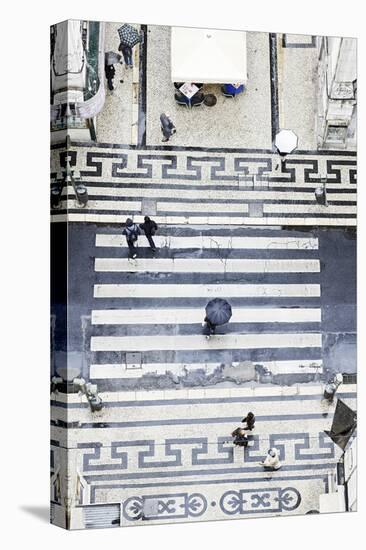 People with Umbrellas, Vertical View from the Elevador De Santa Justa, Lisbon-Axel Schmies-Premier Image Canvas