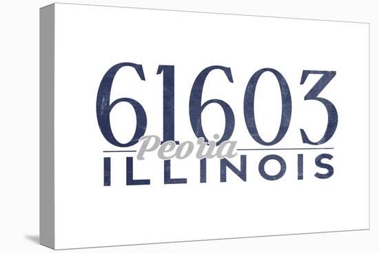 Peoria, Illinois - 61603 Zip Code (Blue)-Lantern Press-Stretched Canvas
