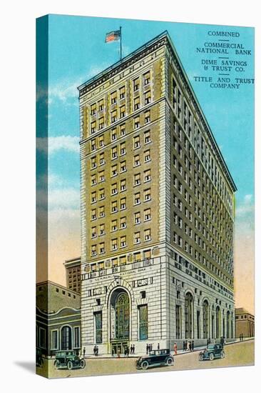 Peoria, Illinois, Exterior View of the Commerical National Bank Building-Lantern Press-Stretched Canvas