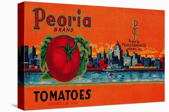 Peoria Tomato Label - Peoria, IL-Lantern Press-Stretched Canvas