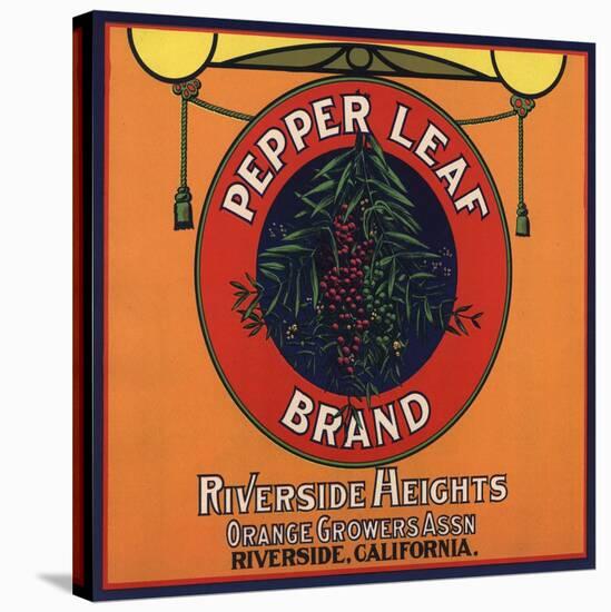 Pepper Leaf Brand - Riverside, California - Citrus Crate Label-Lantern Press-Stretched Canvas