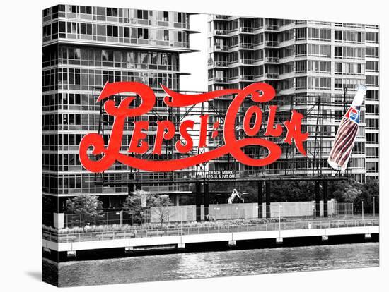 Pepsi Cola Bottling Sign, Long Island City, New York, United States, Black and White Photography-Philippe Hugonnard-Premier Image Canvas
