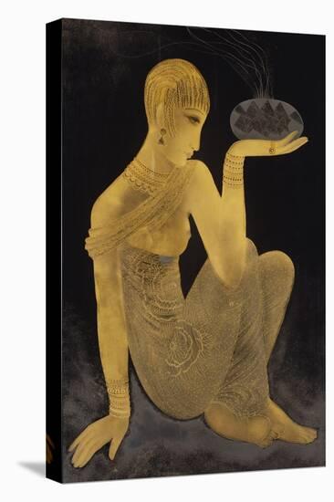 'Perfume'. A maiden scantily clad in an oriental style shawl, holding an incense burner. C. 1925-Jean Dunand-Premier Image Canvas