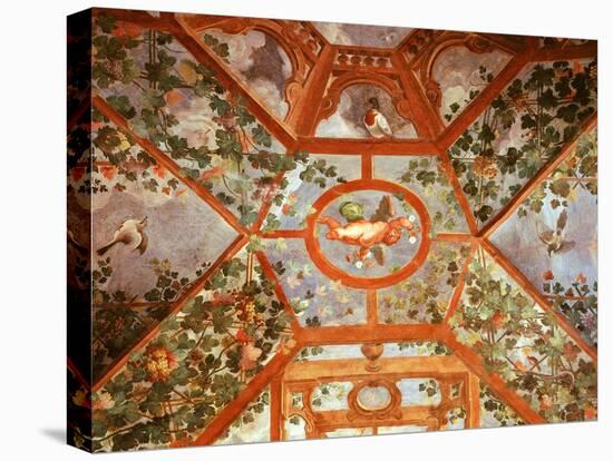 Pergola with Vine, Winged Cupid and Birds, Painted Vault, Renaissance Fresco, C.1595-Italian School-Premier Image Canvas