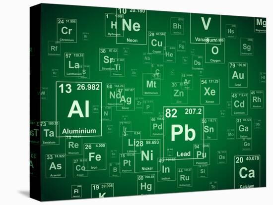 Periodic Table of the Elements. Green Background Illustration-Jason Winter-Stretched Canvas