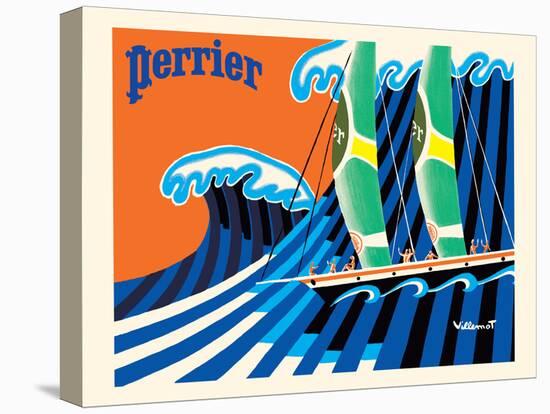 Perrier - The Sailboat - Hokusai The Great Wave - Vintage Advertising Poster, 1981-Bernard Villemot-Stretched Canvas