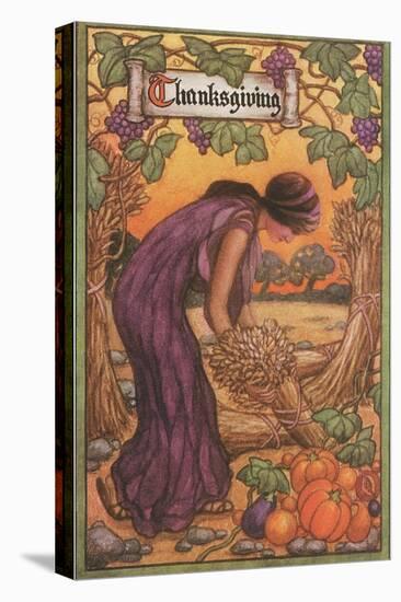 Persephone Harvesting Wheat and Grapes-null-Stretched Canvas