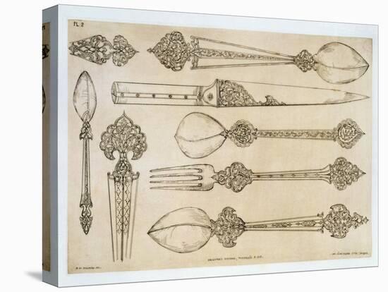 Persian Design for Everyday Silver Cutlery, from "Art and Industry"-Jean Francois Albanis De Beaumont-Premier Image Canvas