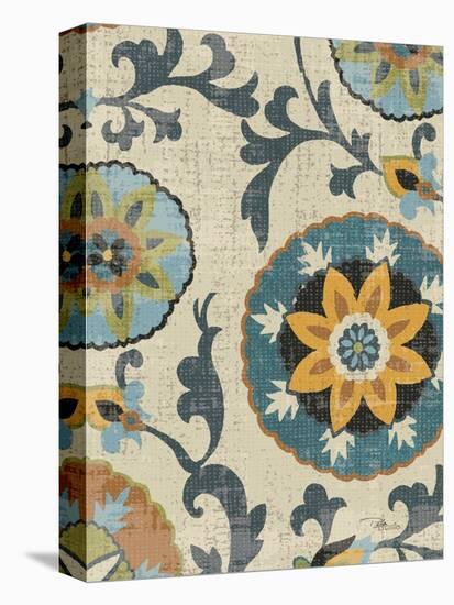 Persian Patchwork Blue Brown Tile I-Jess Aiken-Stretched Canvas