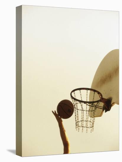 Person's Hand Holding a Basketball Near the Hoop-null-Premier Image Canvas