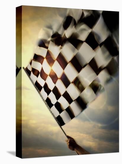 Person's Hand Waving a Checkered Flag-null-Premier Image Canvas