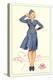 Pert Uniformed Stewardess Saluting-null-Stretched Canvas