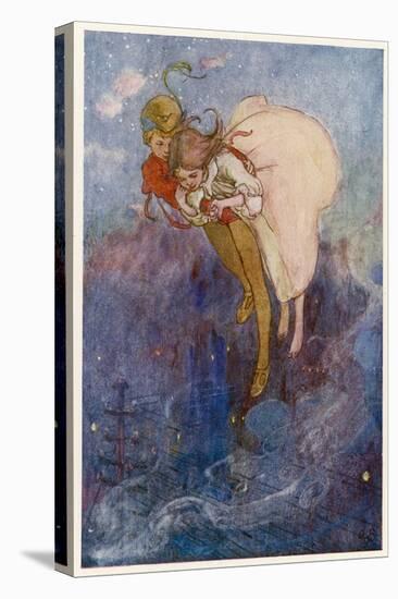 Peter Pan and Wendy Float Away Over the City-Alice B. Woodward-Premier Image Canvas