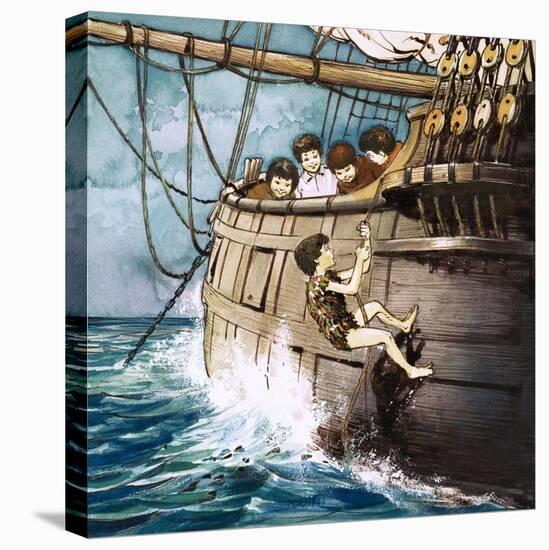 Peter Pan Climbing Aboard, Illustration from 'Peter Pan' by J.M. Barrie-Nadir Quinto-Premier Image Canvas