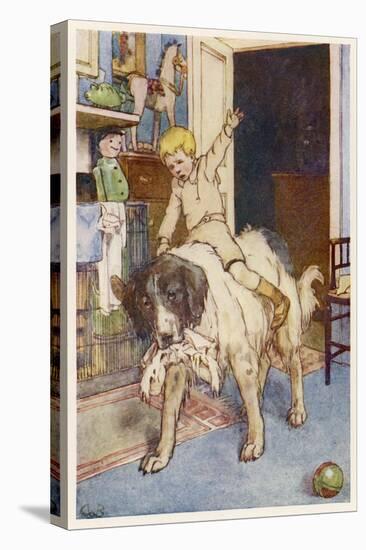 Peter Pan, Michael Rides on the Back of the Dog Nana-Alice B. Woodward-Premier Image Canvas