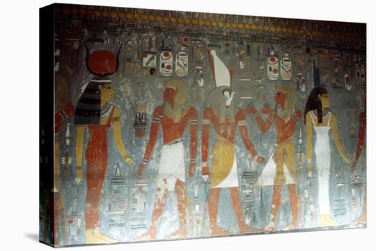 Pharaoh Horemheb with the Goddess Isis and the God Horus, Ancient Egyptian, 14th Century Bc-null-Premier Image Canvas