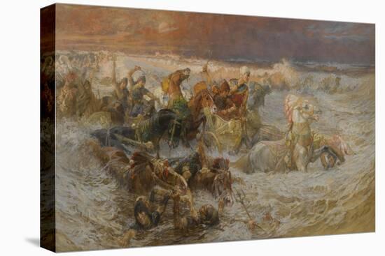 Pharaoh's Army Engulfed by the Red Sea-Frederick Arthur Bridgman-Premier Image Canvas