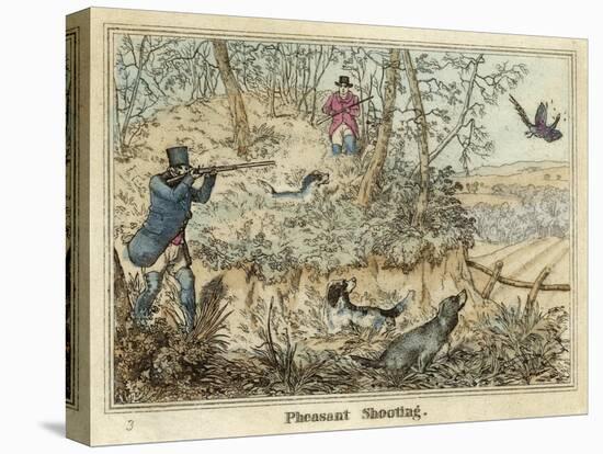 Pheasant, Two Men and Their Dogs Shoot from a Clearing-Henry Thomas Alken-Stretched Canvas