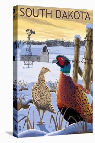 Pheasants - South Dakota-Lantern Press-Stretched Canvas