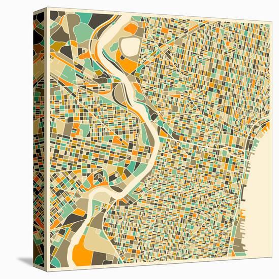 Philadelphia Map-Jazzberry Blue-Stretched Canvas
