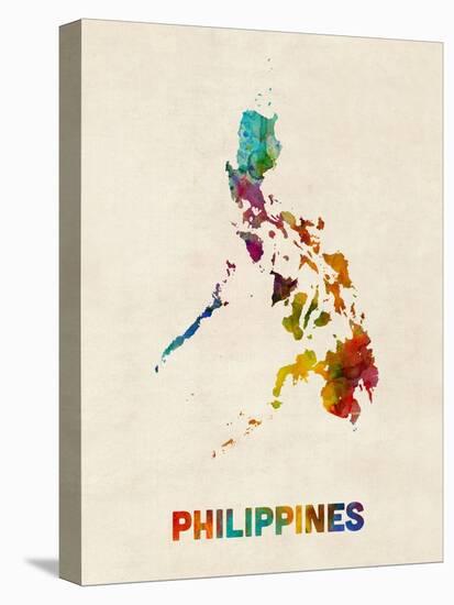 Philippines Watercolor Map-Michael Tompsett-Stretched Canvas