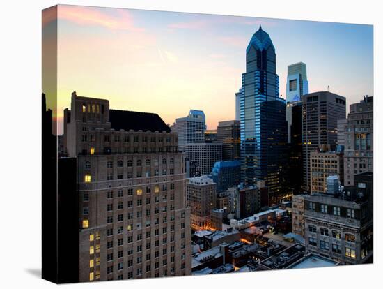 Philly Skyscrapers at Nightfall, Philadelphia, Pennsylvania, United States-Philippe Hugonnard-Premier Image Canvas