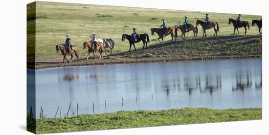 Philmont Cavalcade Ride Along Pond with Reflection, Cimarron, New Mexico-Maresa Pryor-Premier Image Canvas