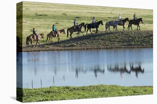 Philmont Cavalcade Ride Along Pond with Reflection, Cimarron, New Mexico-Maresa Pryor-Premier Image Canvas