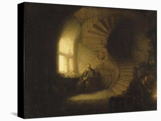 Philosophe en méditation-Rembrandt van Rijn-Premier Image Canvas