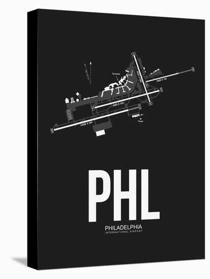 PHL Philadelphia Airport Black-NaxArt-Stretched Canvas