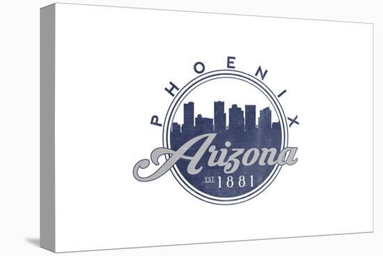 Phoenix, Arizona - Skyline Seal (Blue)-Lantern Press-Stretched Canvas