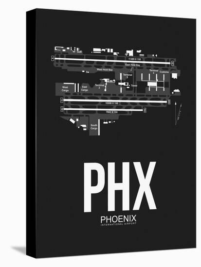 PHX Phoenix Airport Black-NaxArt-Stretched Canvas